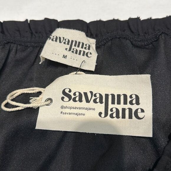 NWT Savanna Jane Off Shoulder Blouse Top Shirt Size Medium Black Long Sleeve Ruf - Picture 7 of 12